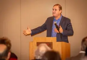 Nathaniel Persily, scholar of constitutional law, election law, and the democratic process, speaking at an Academy event in Stanford, CA.