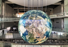 The Geo-Cosmos at Miraikan, the National Museum of Emerging Science and Innovation. Tokyo, Japan.