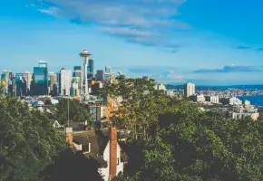 skyline of Seattle with water