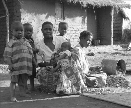 A family in rural Malawi in 2016